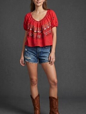 Free People Wind In Her Hair Cotton Embroidered Boho Top